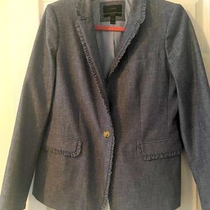 J Crew chambray ruffle blazer